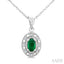Oval Shape Gemstone & Diamond Pendant