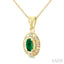 Oval Shape Gemstone & Halo Diamond Pendant