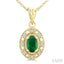 Oval Shape Gemstone & Halo Diamond Pendant