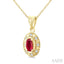 Oval Shape Gemstone & Halo Diamond Pendant