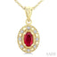 Oval Shape Gemstone & Halo Diamond Pendant