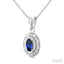 Oval Shape Gemstone & Halo Diamond Pendant