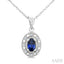 Oval Shape Gemstone & Halo Diamond Pendant
