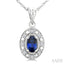 Oval Shape Gemstone & Halo Diamond Pendant