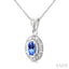 Oval Shape Gemstone & Halo Diamond Pendant