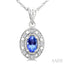 Oval Shape Gemstone & Halo Diamond Pendant