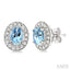 Oval Shape Gemstone & Halo Diamond Earrings