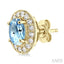 Oval Shape Gemstone & Halo Diamond Earrings