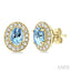 Oval Shape Gemstone & Halo Diamond Earrings