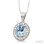 Oval Shape Gemstone & Halo Diamond Pendant