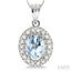 Oval Shape Gemstone & Halo Diamond Pendant