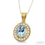 Oval Shape Gemstone & Halo Diamond Pendant
