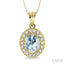 Oval Shape Gemstone & Halo Diamond Pendant