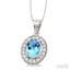 Oval Shape Gemstone & Halo Diamond Pendant