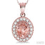Oval Shape Gemstone & Halo Diamond Pendant
