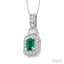 Emerald Shape Gemstone & Halo Diamond Pendant