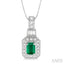 Emerald Shape Gemstone & Halo Diamond Pendant