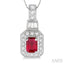 Emerald Shape Gemstone & Halo Diamond Pendant
