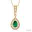 Pear Shape Gemstone & Halo Diamond Pendant