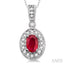 Oval Shape Gemstone & Halo Diamond Pendant