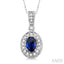Oval Shape Gemstone & Halo Diamond Pendant