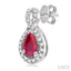 Pear Shape Gemstone & Halo Diamond Earrings
