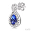 Pear Shape Gemstone & Halo Diamond Earrings