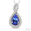 Pear Shape Gemstone & Halo Diamond Pendant