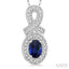 Oval Shape Gemstone & Halo Diamond Pendant