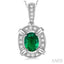Oval Shape Gemstone & Halo Diamond Pendant