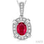 Oval Shape Gemstone & Halo Diamond Pendant