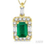 Emerald Shape Gemstone & Halo Diamond Pendant
