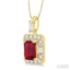 Emerald Shape Gemstone & Halo Diamond Pendant