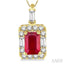 Emerald Shape Gemstone & Halo Diamond Pendant