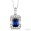 Emerald Shape Gemstone & Halo Diamond Pendant
