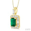 Emerald Shape Gemstone & Halo Diamond Pendant