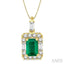 Emerald Shape Gemstone & Halo Diamond Pendant