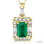 Emerald Shape Gemstone & Halo Diamond Pendant