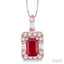 Emerald Shape Gemstone & Halo Diamond Pendant