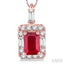 Emerald Shape Gemstone & Halo Diamond Pendant
