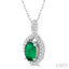Oval Shape Gemstone & Halo Diamond Pendant
