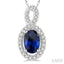 Oval Shape Gemstone & Halo Diamond Pendant