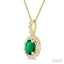Oval Shape Gemstone & Halo Diamond Pendant