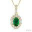 Oval Shape Gemstone & Halo Diamond Pendant