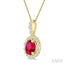 Oval Shape Gemstone & Halo Diamond Pendant