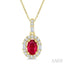 Oval Shape Gemstone & Halo Diamond Pendant