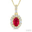 Oval Shape Gemstone & Halo Diamond Pendant