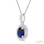 Oval Shape Gemstone & Halo Diamond Pendant