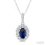 Oval Shape Gemstone & Halo Diamond Pendant