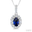 Oval Shape Gemstone & Halo Diamond Pendant